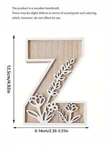 1 Pc Floral Wooden Letters Decor , Wood Alphabet With White Flower Patterns, 26 Letter Custom Name Decoration, Home Decor For Living Room, Bedroom, Entryway, Nursery, Wedding, Party Decoration