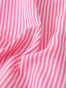 2 件女式蓝白条纹印花睡衣套装，长袖纽扣领上衣和裤子，休闲睡衣家居服，适合秋冬，秋季服装 - 粉色 - 查看 8