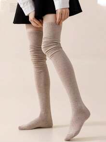 1 Pair Women's Extra Long Over-The-Knee Socks, Black Thigh High Stockings For JK Uniform With Long Boots, Anti-Slip Knee-High Socks For Autumn/Winter