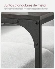 VASAGLE Mesa Auxiliar en Forma de C, Mesita de Noche, Marco de Metal, para Sala de Estar, Dormitorio, Marrón Rústico y Negro Tinta MLET353B01 - Roble Ébano + Negro - Ver 10