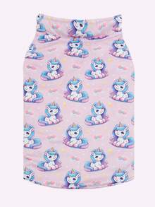 1pc Dog Winter Unicorn Print Jacket Down Jacket Comfortable Waterproof Windproof Warm Pet Clothing, Reversible