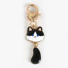 1个/5个装金属锌合金动物吊坠钥匙扣，胖猫造型，尾巴可摆动，猫咪钥匙扣，小猫钥匙圈，女士爪印吊坠，背包挂饰，汽车钥匙扣，DIY礼物，送给女性、女孩、圣诞节礼物，包包挂饰，汽车配件，送给老师、朋友、姐妹的礼物创意，送给母亲、父亲、毕业生和老师的礼物 - 彩色 - 查看 13
