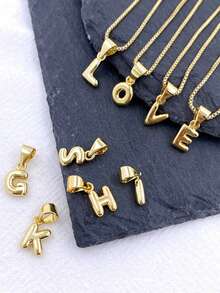 1pc Minimalist Thick Line Balloon Letter Pendant Stainless Steel Necklace, Suitable For Children, Customizable A-Z Name, Bubble Letter Necklace, Anniversary Birthday Gift And Daily Wear