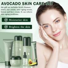 Avocado Skin Care Set,Facial Kit With Facial Cleanser,Toner,Eye Cream,Face Serum,Facial Serum,Face Cream,Lotion ,Anti-Aging Skin Care Set For Women,Travel Skincare Kit For Women (6PCS) - Avocado Skin Care Set - 查看 2