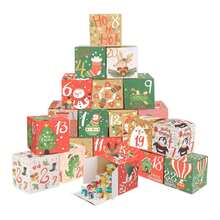 24pcs Christmas Arrival Calendar Candy Box Christmas Countdown 1-24 Digital Gift Box Packaging Paper Box Candy Gift Box Home Decor Christmas Decorations Room Decor Winter