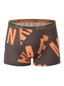 4 件装男士印花三角裤，舒适运动平角短裤 - 彩色 - 查看 4