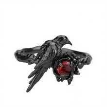 Dark Style Black Crow Ring For Women, Fashion Simple Adjustable Open Small Niche Index Finger Ring. - A - Xem 1