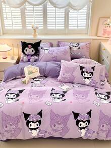 Juego de ropa de cama de 2/3 piezas con estampado lindo de Sanrio - Hello Kitty/Kuromi/Cinnamoroll/Pochacco (1 funda nórdica + 1/2 fundas de almohada, sin relleno) Tamaño completo de dibujos animados, suave y cómodo, adecuado para dormitorio, hogar, hotel, todas las estaciones, con cierre de cremallera y funda de almohada, multicolor, juego de ropa de cama extra grande, funda nórdica extra grande