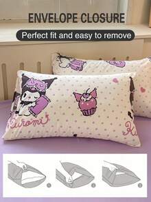 Juego de ropa de cama de 2/3 piezas con estampado lindo de Sanrio - Hello Kitty/Kuromi/Cinnamoroll/Pochacco (1 funda nórdica + 1/2 fundas de almohada, sin relleno) Tamaño completo de dibujos animados, suave y cómodo, adecuado para dormitorio, hogar, hotel, todas las estaciones, con cierre de cremallera y funda de almohada, multicolor, juego de ropa de cama extra grande, funda nórdica extra grande