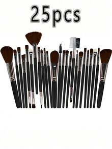 50件套化妆刷套装，混合化妆美容工具，包含：25支化妆刷、1个化妆包、5个美妆蛋、5个粉扑、5个迷你美妆蛋、5个迷你指套粉扑、1个发带、2个腕带、1个清洁工具。基础化妆刷，快速上妆，适合初学者和专业化妆师。化妆刷套装，化妆刷套装，化妆刷套装，全套化妆刷，化妆刷套装，全套化妆工具，化妆刷套装，化妆刷套装，化妆礼盒套装 - 黑色 - 查看 14