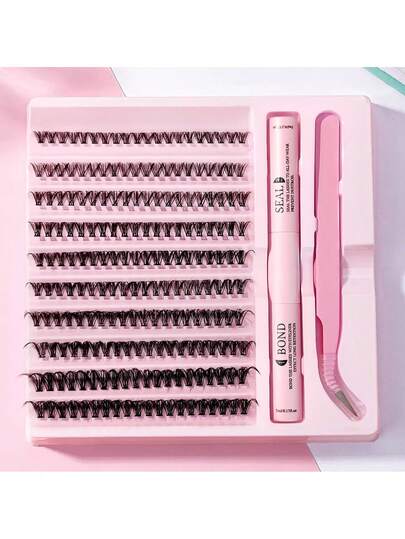 Kit de extensión de pestañas 30D 8-16mm con rizo D, que incluye pegamento de fijación y sellado, racimos de pestañas, herramientas de maquillaje, kit de extensión de pestañas DIY para pegar pestañas, extensiones de pestañas