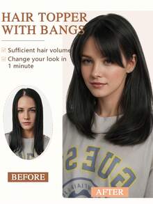 18 Inch Layered Synthetic Hair Topper For Women With Thinning Hair - Multicolor - View 7