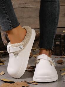 Women's Slip-On Clogs, New Winter EVA Plastic Lightweight Thick Sole Fashion Indoor Furry Slippers - White - View 7