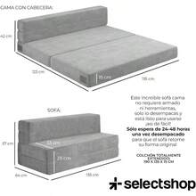 SELECTSHOP Sofa Cama Matrimonial Memory Foam Plegable Sillon Multifuncional y Convertible 2 en 1 Relleno de Espuma de Alta Densidad Funda Desmontable Soporte Ergonomico y Suavidad Gris Claro - Grisclaro - Ver 2