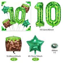 1 Set mit 40 Zoll grünen Zahlenballons 0-9, moderne Pixel-Stil grüne Folienballons, Pixel-Würfel Aluminiumfolienballons geeignet für grüne Geburtstagballons, Pixel-Welt-Spiel-Thema Geburtstagsdekoration, Spiel-Thema Geburtstagsdekoration, geschlechtsneutrale Geburtstagsdekoration, Abschlussfeier, Jahrestag, Feier, Familientreffen, Feiertagsdekoration, Wald-Thema Geburtstag, Themen-Geburtstag, Fotorequisiten. - Verschiedenfarbig - Übersicht 25
