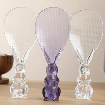 1pc Clear Crystal Spoon Standing Bunny Rice Spatula Rice Cooker Rice Serving Rice Spoon Cartoon Rice Spoon