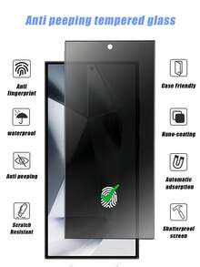 1片屏幕隐私滤镜，支持指纹解锁，适用于曲面屏机型S23 Ultra，窄边框设计，更贴合手机，防水、防指纹、防摔、防刮、防碰撞、防偷窥，兼容Galaxy S21/S22/S23/S24 Ultra/S24 FE/S25 Ultra/S25/S26 Ultra/S26/S26 Plus - 黑色 - 查看 4