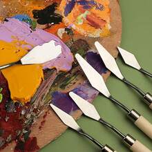 7Pcs Stainless Steel Art Oil Painting Knife Set Stationery Drawing Tools Artist Spatula - Nhiều màu - Xem 2