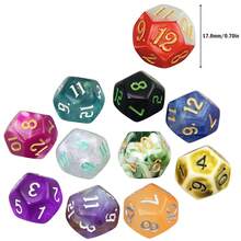 10pcs 12-Sided Dice Set, Random Colors, Durable Plastic Role Playing Dice, Suitable For Card Game Players And Enthusiasts