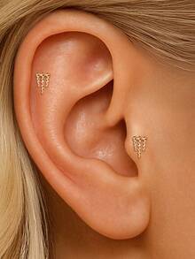 1 pièce / 1 paire Boucles d'oreilles à tige plate en argent sterling 925 avec petits CZ. Bijoux pour piercings multiples (cartilage, tragus, hélix, conque). Hypoallergénique, idéal pour le port quotidien, les mariages, les fiançailles, les cadeaux de Noël - Argent - Voir 6