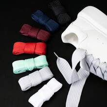 1 Pair Wide Solid Color Shoelaces 2.5cm + Metal Tip Shoe Laces Accessories - #5053 Gray + Silver Metal Head - View 7