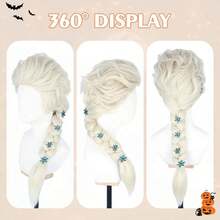 Princess-Inspired Heat-Resistant Snowflake Wig With Braids, Perfect For Halloween, Christmas & Thanksgiving Cosplay Parties Wig
