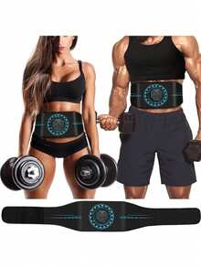 腹肌刺激器、腹肌训练器、腹部塑形带、家用/办公健身器材、男女通用、蓝色 - 黑色 - 查看 8