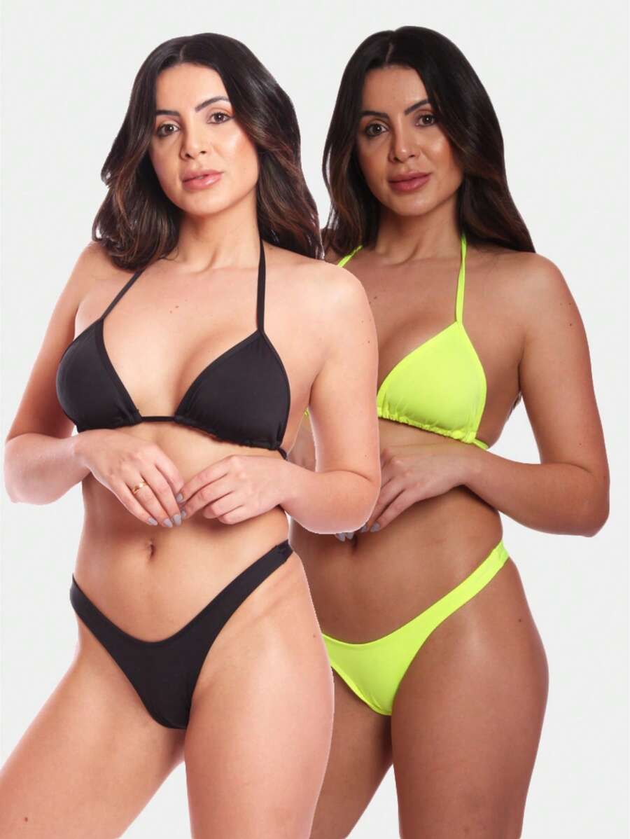 KIT 2 Biquíni Tanga Calcinha Asa Delta Moda Praia Verão Look Casual Moda Feminina