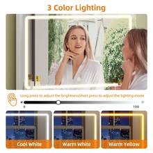 Tomnk 60cm White Makeup Vanity Desk Set With Lighted LED Mirror, 4 Frabic Drawers & Cushioned Stool, Built-In Power Outlet & USB Charging, 3 Color Adjustable Brightness, Modern Glam Dressing Table For Bedroom Women - US B Type Plug(110-127V) - View 5