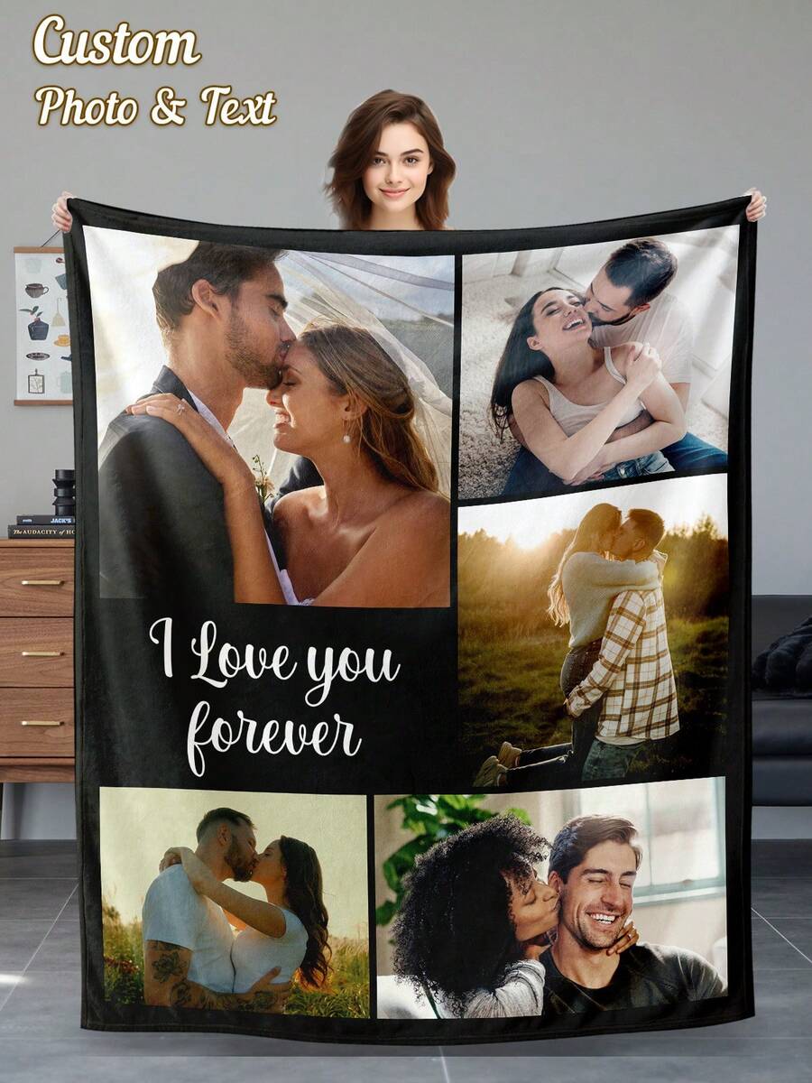 Custom Blankets, Personalized Photos And Text Gifts, Flannel Personalized Photo And Text/Name Blankets For Easter, Personalized Soft And Comfortable Blankets, Customized Special Photo And Text/Name As Graduation Gift, Class Of 2026, Mother's Day, Birthday Gifts, Family, Wedding, Souvenir Customized Blankets, Blankets Suitable For All Seasons, Washable, Machine Washable, Lightweight, Breathable, Comfortable, Warm, Comfortable Customization, Unique, 280gsm For Him, Her Personalized Ideal Gifts For Her, Him, Family, Boyfriend, Girlfriend, Father, Family, Mother, Lover, Daughter, Son, Grandfather, Grandmother, Friend, Classmate, Pet. Perfect Nap, Camping, Travel, Home, Daily Life, Office Decoration, Birthday, Anniversary, Valentine's Day, Thanksgiving, Christmas, Halloween, Father's Day, Wedding - Multicolor - View 1