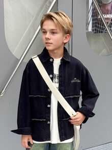 Camisa casual de corte holgado para niños y adolescentes, adecuada para uso diario, escuela y actividades al aire libre, otoño