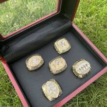 5PCS Football Championship Ring MEDALS Football Championship Ring Award Gift Prizes With A Boutique Wooden Box And Match Or Championship Winner Men's Ring Party Gift Bag - Gold - View 1