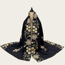 1 Pc Women's Lightweight Breathable Embroidered Scarf, Fashionable Elegant Versatile Headscarf/Shawl With Fine Embroidery Details, Suitable For Outings, Festivals, Vacations, Keeping Warm, Sun Protection, Decoration