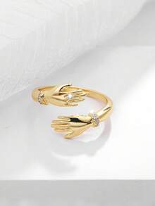 1pc Fashionable Embrace With Both Hands Ring For Women Wear Suitable As A Gift For Friends