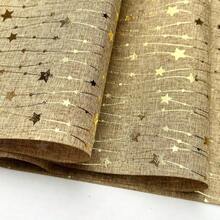 1 pieza Camino de mesa de 275cm*28cm con estampado de estrellas de lámina de oro, estilo minimalista moderno, mantel rectangular de poliéster plateado brillante para fiestas navideñas, días festivos, comedor, decoración del hogar - Dorado - Ver 4
