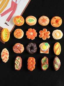 10pcs/20pcs (Random Style) Resin Simulated Miniature Sourdough Bread Toast Food Toy DIY Refrigerator Magnet Food Toy Dollhouse Micro Accessories - Multicolor - View 8