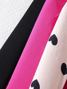 3pcs Girls Turtleneck Ruffle Rib Knit Puff Sleeve Sweater Set