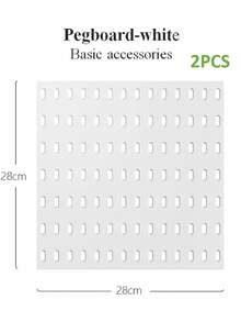 Najlepiej sprzedający się artykuł do domu, Basic Living 1 szt. montowany na ścianie i bez wiercenia plastikowa tablica perforowana, zestaw akcesoriów o wielu kombinacjach, uniwersalna tablica perforowana do przechowywania z różnymi pudełkami do przechowywania i metalowymi haczykami, odpowiednia do warsztatu garażowego/organizacji i przechowywania w kuchni domowej/biurze/pokoju rzemieślniczym/łazience (28*28 cm)