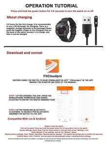 2025 New Outdoor Sports Smart Watch, Featuring Scaled Strap Design, Suitable For Men And Women, 1.75" IPS HD Large Screen 360*360, Flashlight, 30M Waterproof, Wireless Calling, 100+ Sports Modes, 24-Hour Tracking, Smart Voice Assistant, Customizable Dial, Music & Photo Control, 480mAh Battery, Compatible With Android/IOS, Suitable For Daily Sports, Gatherings, Birthdays And Gifts