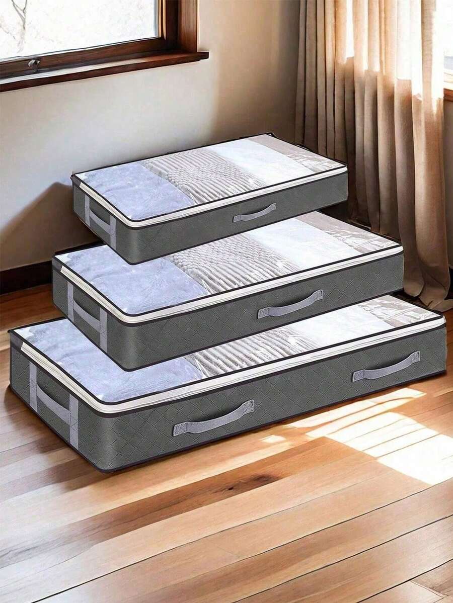 1pc Under Bed Storage, Collapsible Closet Containers Organizers And Under Bed Storage Bins, Underbed Storage Bags For Wrapping Paper,Blanket,Towels,Clothes,Comforter,Sweaters,Linen Sheets - Multicolor - View 1