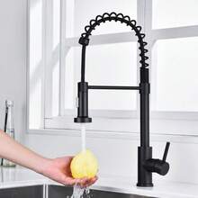 Matte Black Kitchen Faucets With Pull Down Sprayer - High Arc Spring 304 Stainless Steel Single Hole Sink Faucet With Dual Function Pull-Down Sprayer For Bar Rv Kitchen(Without  Cover Plate) - Matte Black - View 11