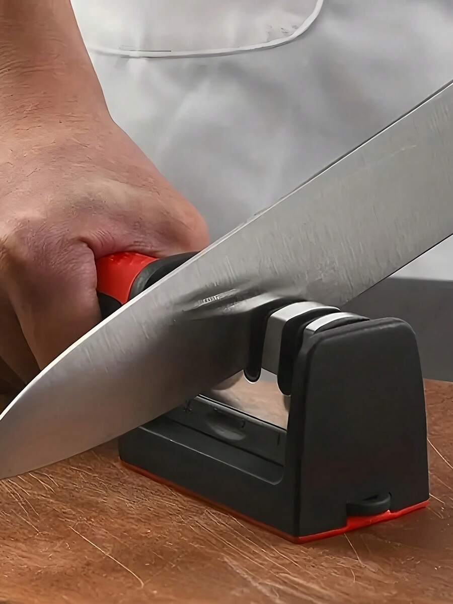 1pc Knife Sharpener. Professional 4-Stage Knife Sharpener. Sharpens Scissors. Equipped With Tungsten Steel, Diamond, And Ceramic Sharpening Stones For Kitchen Knives. Portable Sharpener, Fixed-Angle Sharpener, Diamond Stone Sharpener, Commercial Knife Sharpener, Household Knife Sharpening Tool, High-Quality Sharpener, Manual Sharpener, Multi-Stage Sharpener. Ideal For Cooking Enthusiasts And Home Chefs.
