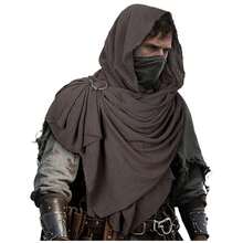 L'VOW Men's Medieval Hooded Cloak Greek Gods Shoulder Cape Post Apocalyptic Wrap Scarf Rogue Cowl Viking Renaissance - 棕色 - 查看 1