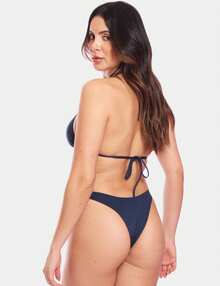 Bikini Set: Triangle Top + Bombom Panties Beachwear - Black - View 8