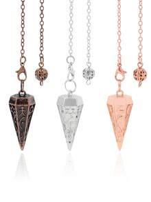 1PC Copper Metal Rune Pendant For Dowsing Divination Balancing Body Healing Chakra Reiki Spiritual Antique Pendant Pendule Pendulo H747 - Pendulum - View 3