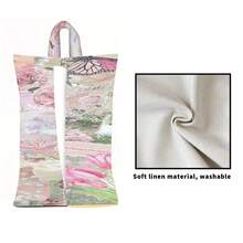 1 pieza/2 piezas/4 piezas Soporte para toallas de papel con ilustración soñadora impresa - Caja de pañuelos de tela de poliéster rectangular con cuerda colgante, adecuada para sala de estar, dormitorio, baño y coche, accesorio de decoración del hogar de moda, patrón elegante, estructura duradera, almacenamiento funcional - Multicolor - Ver 16