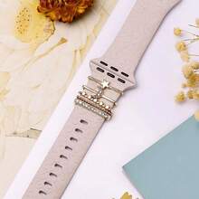 5 Stücke Dekorationsringe mit goldenen Sternen und Mond, geeignet für Apple Watch Armband Dekoration