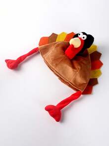 1pc Thanksgiving Turkey Hat- Novelty Lightweight Polyester Knit Hat With Camouflage Pattern & Animal Theme, Christmas Turkey Plush Running Hat, Holiday Party Supplies,Machine Washable, Suitable For Thanksgiving Dress Up Parties, Thanksgiving Decorations, Role Playing, Carnivals, Suitable For Women And Men