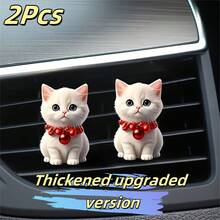 3pcs Cute Cat Car Ventilation Air Freshener Clip - Creative Hoodie Cat, Milk Tea Cat, Bell Cat Designs, 2D Acrylic Car Ventilation Decoration Clip, Comes With Aromatherapy Sheet, Deodorization + Random Scents, Car Air Freshener, Car Interior Decoration, Perfect Gift For Family And Friends