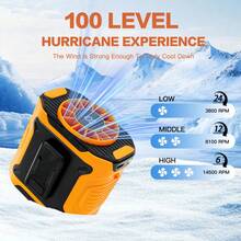 4000mAh USB Wearable Neck Fan, Portable Rechargeable Waist Clip Fan For Hiking, Fishing, Camping,